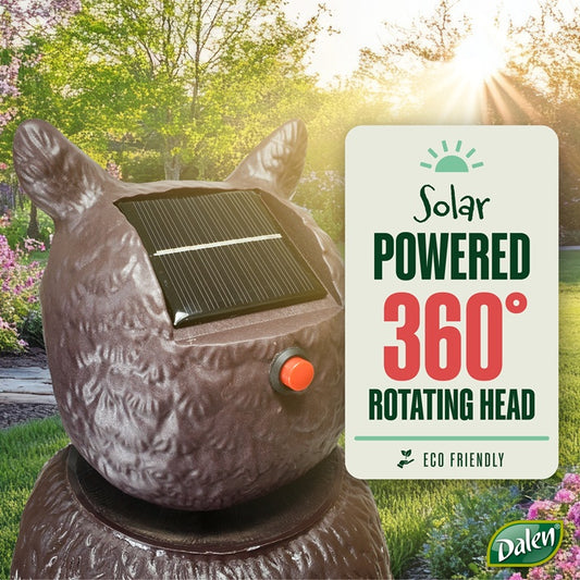 SOL-R Solar & Wind Power Owl Decoy - 18" Eco-Action Energy Scarecrow Bird