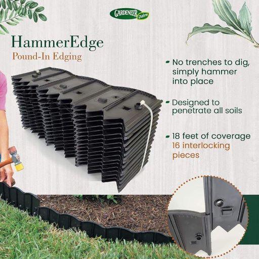 HammerEdge Durable Garden Border Edging - 18 Feet, Easy No-Dig DIY