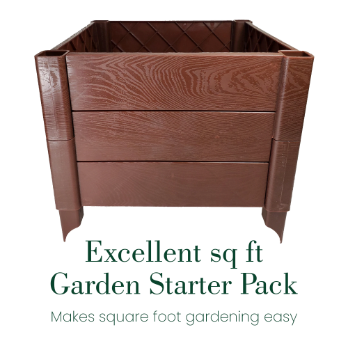 Square Foot Planter - Raised Bed Weather-Proof Faux Wood Garden Kit - 12in x 9in Panels