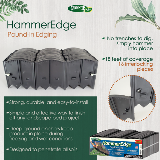 HammerEdge Durable Garden Border Edging - 18 Feet, Easy No-Dig DIY